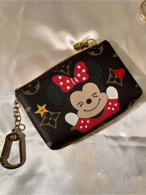 Monogram Canvas Coin Pouch in Brown and Gold
